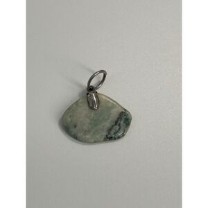 Vintage Natural Gemstone Jadeite? Pendant A/ Silver-toned Bail